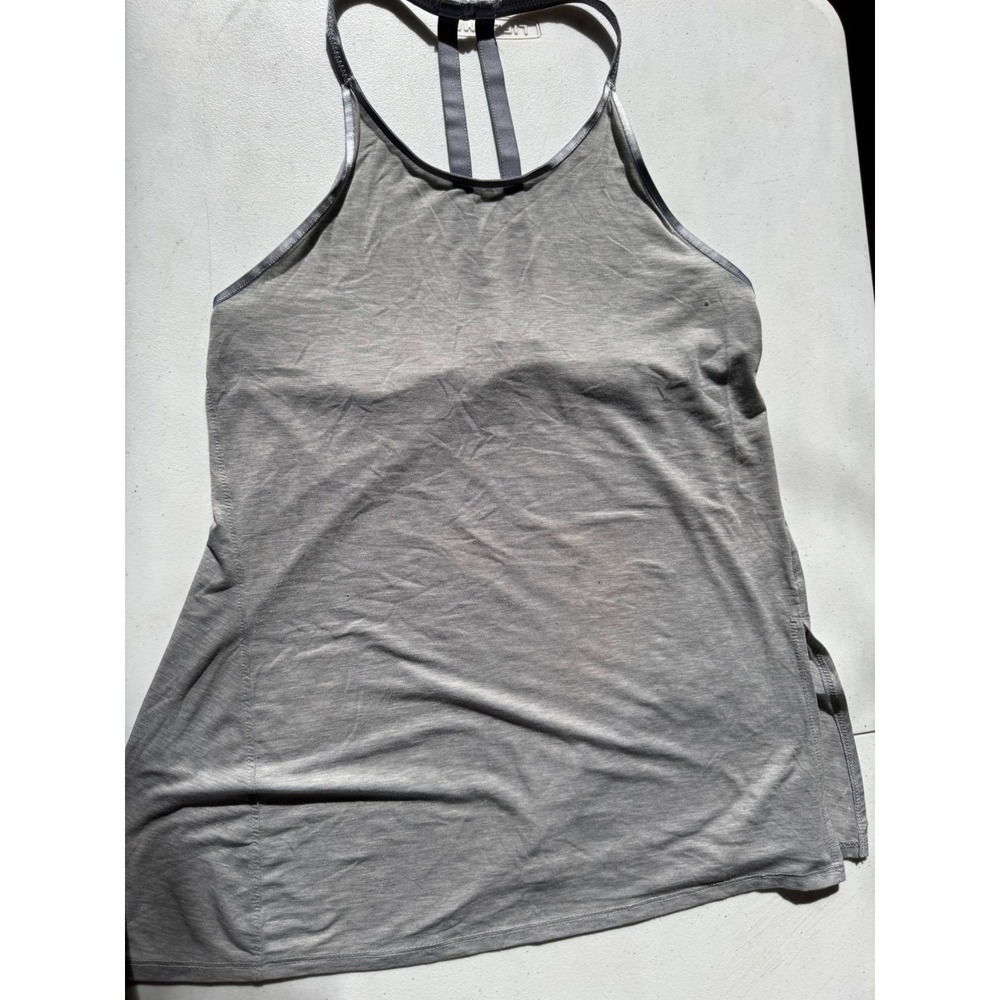 Athleta Womens Gray Double T-Back High Neck Activewear Tank Top Size S
